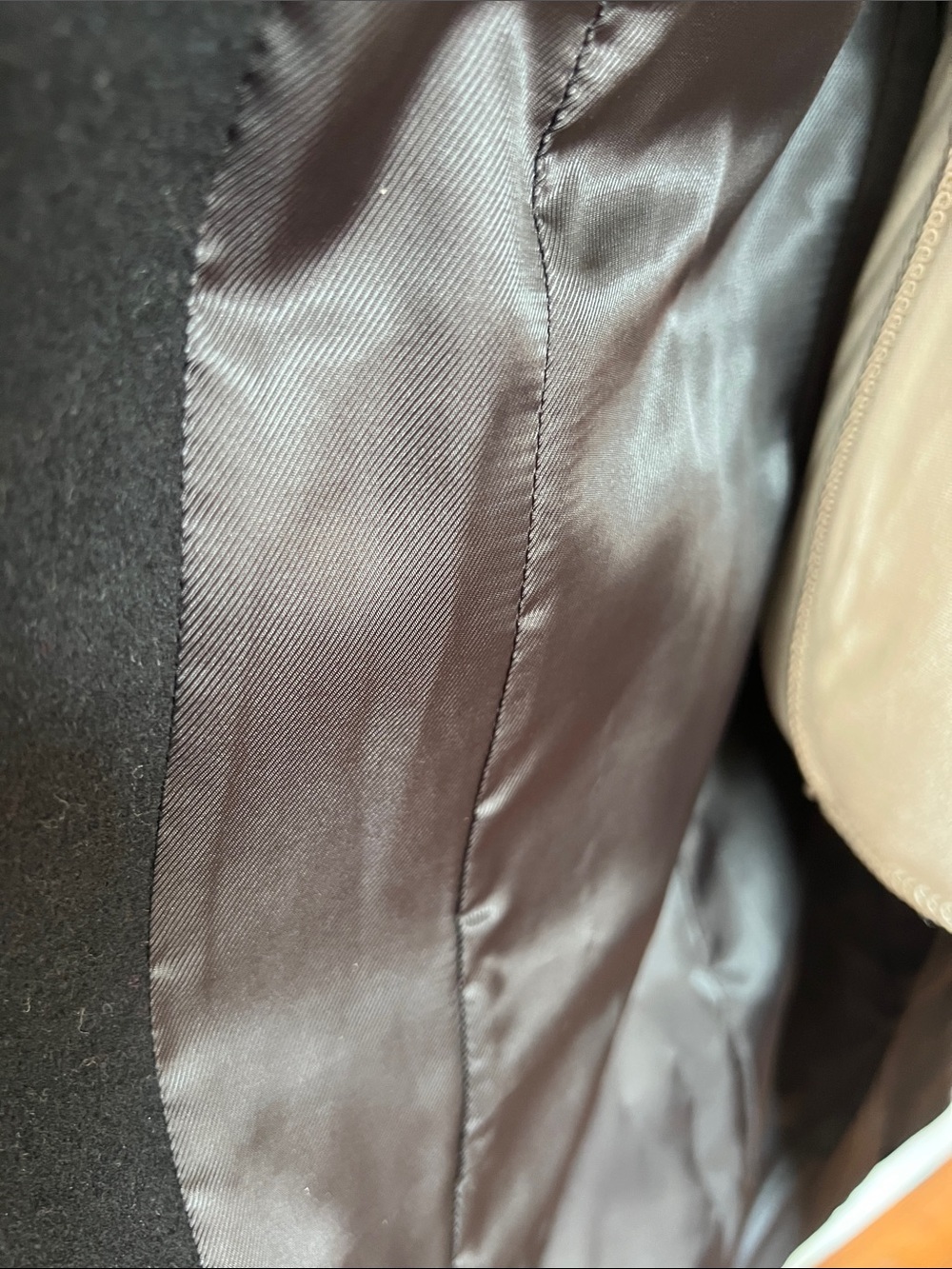 Cole Haan Signature Black Wool Blend Belted Wrap Coat Shawl Collar Size 12 - Picture 7 of 10